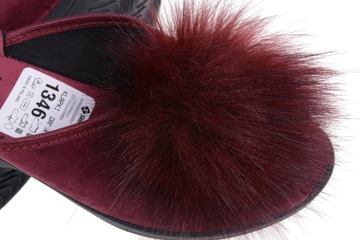 ТАПОЧКИ ЖЕНСКИЕ ПОЛЬСКИЕ, ПРОФИЛИРОВАННЫЙ ПОМПОН, бордовый 39