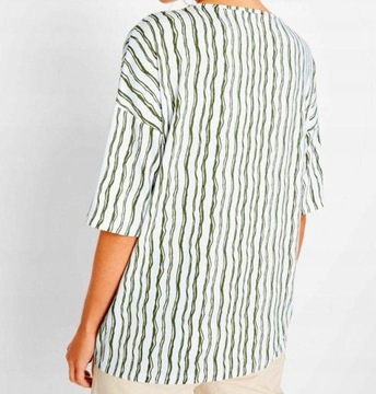 Свободная, прямая блузка в вертикальные полоски 44/46/48.