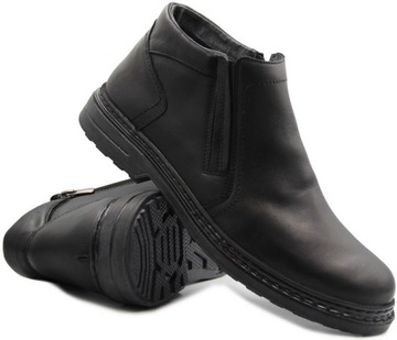 Zimowe Buty Męskie Skórzane Ocieplane Helios886 45