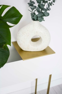 Хитовая металлическая консоль, золотой цветочный горшок, белая подставка для цветов.