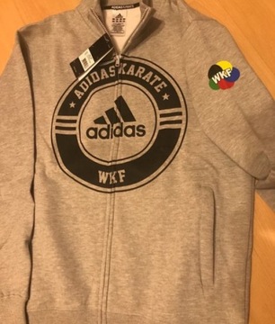 Adidas karate WKF белая/черная/серая толстовка на молнии