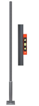 Maszt Słup do Lampy Kamery Solidny 350 cm 20 kg Stal Podkład Antykoro SZARY