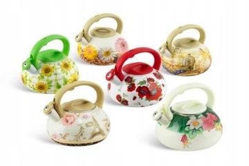 Традиционный чайник со СТАЛЬНЫМ СВИСТОЛЕМ, узорчатой ​​эмалью Эденберг, 3 л.