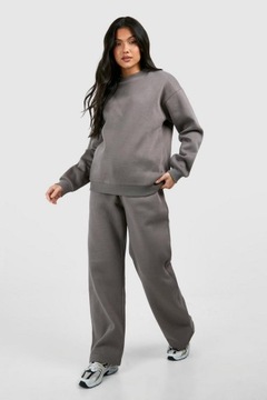 СЕРЫЕ КЛАССИЧЕСКИЕ СВОБОДНЫЕ ПРЯМЫЕ СПОРТИВНЫЕ БРЮКИ BOOHOO S