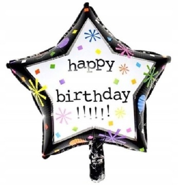 Balony foliowy Gwiazda Happy Birthday KOLOROWA