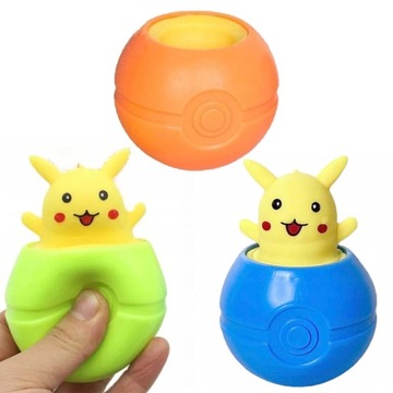 3x GNIOTEK PIKACHU POKEBALL ZABAWKA ANTYSTRESOWA WYCISKANA SENSORYCZNA