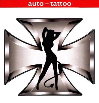 NAKLEJKA AUTO DIABLICZKA DIABLICA KRZYŻ MALTAŃSKI