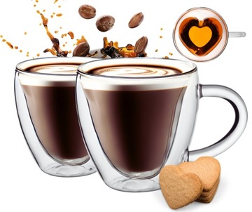 SZKLANKI szklanka SOLIDNA do KAWY LATTE HERBATY PODWÓJNE SZKŁO zestaw 2szt