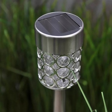 СОЛНЕЧНАЯ ЛАМПА ГЛАМУРНАЯ СЕРЕБРЯНАЯ КРИСТАЛЛЫ САДОВАЯ СТОЛБ-ЛАМПА