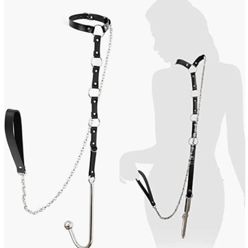 BDSM bondage smycz skórzana hak analny niewolnik