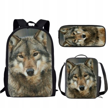 Tornister szkolny Husky wilcze zwierzęta 3 sztuk/z