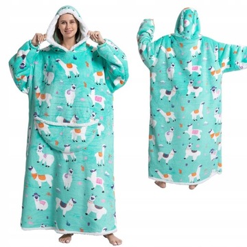 CIEPŁA BLUZA KOC OVERSIZE KOCOBLUZA 2W1 KAPTUR XXL