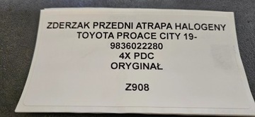 NÁRAZNÍK PŘEDNÍ MŘÍŽKA TOYOTA PROACE CITY 19- PDC
