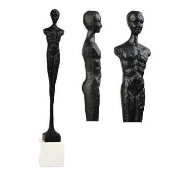 Nowoczesna Rzeźba z METALU Podstawa MARMUR Dekoracyjna Figurka Wysoka 46cm