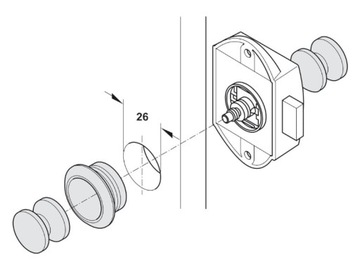 Замок двери прицепа Push-lock, матовый никель, двусторонний