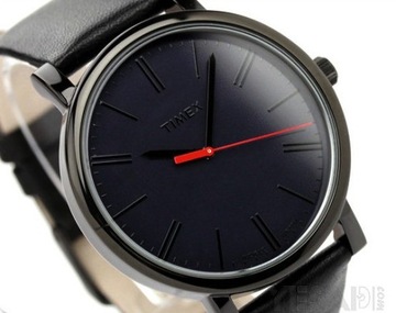 Czarny klasyczny zegarek damski Timex T2N794 na skórzanym pasku +GRAWER