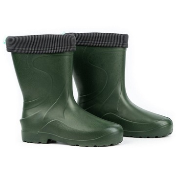 Lekkie Buty Kalosze Gumowce Gumiaki EVA ocieplane VERONA oliwka 35