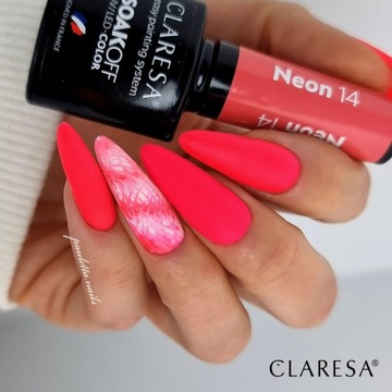 Гибридный лак для ногтей Claresa NEON 14 оранжевый красный розовый