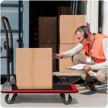 WÓZEK TRANSPORTOWY PLATFORMOWY SKŁADANY MAGAZYNOWY 300KG RĘCZNY CZARNY