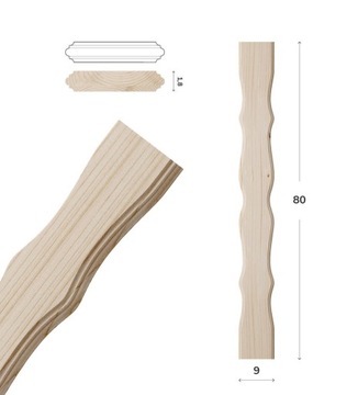 Sztachety drewniane 80CM W5 różne wzory, SUCHE, świerk, balkon, płot, taras