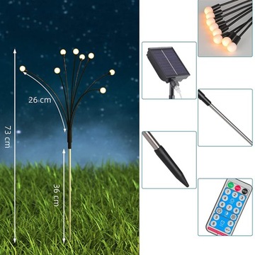 СОЛНЕЧНЫЕ САДОВЫЕ ФОНАРИ 8СВЕТОДИОДНЫХ ШАРИКОВ 73СМ ВОДОНЕПРОНИЦАЕМЫЕ 4ШТ.