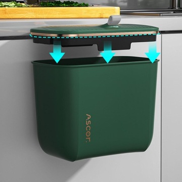 Контейнер для мусора с крышкой Food Green Длинный контейнер для мусора, 23,5 см.