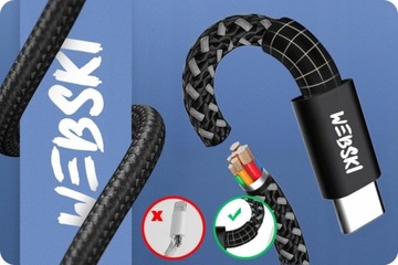 SZYBKI ZASILACZ DO TELEFONU 58W 2xPORT-C-20W 1xPORT-A QC 3.0 KABEL A-C 2m