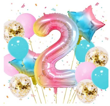 BALONY URODZINOWE 2 LATA KOLOROWE