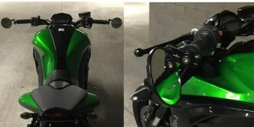 LUSTERKA MOTOCYKLOWE W KIEROWNICĘ OKRĄGŁE Czarne Cafe Racer Naked Classic