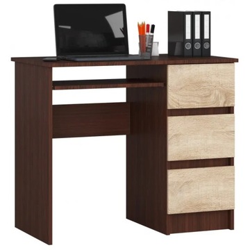 Biurko do biura 90 cm wenge sonoma 3 szuflady