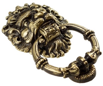 ДВЕРНОЙ МОЛОТОК, ЛАТУНЬ, ЛЕВ, БОЛЬШОЙ, ПАТИНА