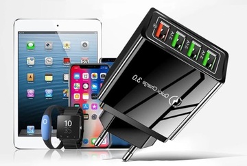 БЫСТРОЕ СЕТЕВОЕ ЗАРЯДНОЕ УСТРОЙСТВО 4x USB QUICK CHARGE 3.0