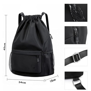 Рюкзак с завязкой и отверстием. Водонепроницаемая спортивная сумка с 6 карманами.