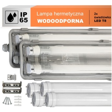 2x Oprawa Hermetyczna Garażowa 2x120 + Świetlówki