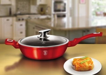 ГРАНИТНАЯ СКОВОРОДА 32СМ BERLINGER HAUS БОРДОВАЯ МЕТАЛЛИЧЕСКАЯ LINE RED BH-1261-N