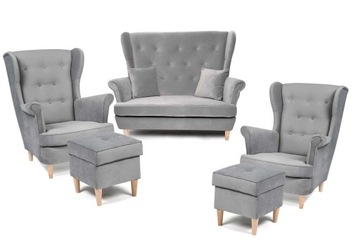 KOMPLET SOFA 2 osobowa + 2 FOTELE USZAK