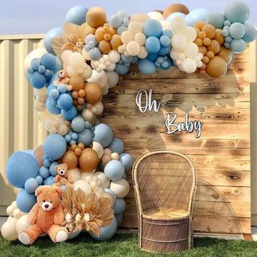 ШАР-ГИРЛАНД СИНИЙ ПАСТЕЛЬ ЛАТТЕ КОРИЧНЕВЫЙ ЗОЛОТОЙ ОДИНОДИЧНЫЙ КРЕЩЕНИЕ