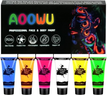 Farby do twarzy CIAŁA Świecące w UV 6x10ml tuby ul