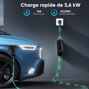 Портативное зарядное устройство для электромобилей Ampere Point, 16 А, 3,7 кВт, дисплей типа 2 и сумка