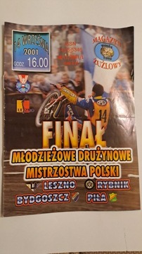 MDMP 14-9-2001 UNIA LESZNO RYBNIK BYDGOSZCZ PIŁA PROGRAM ŻUŻLOWY WYPEŁNIONY