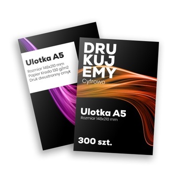 Ulotki dwustronne A5 Papier Kreda 130g 300 szt.