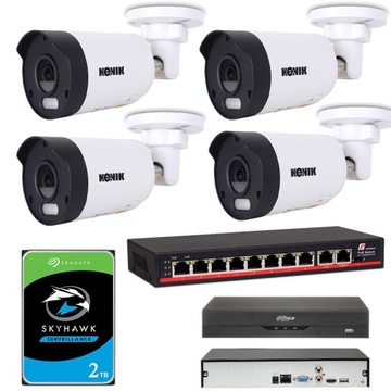 Zestaw 4 kamer monitoringu PoE 4MPx NVR 8CH DAHUA