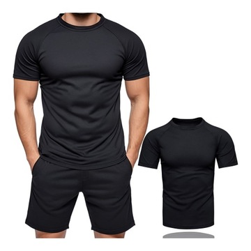 T-shirt Męski Czarny Termoaktywna Koszulka Sportowa XL Recea