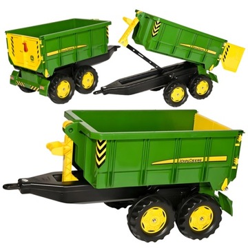 DUŻA DWUOSIOWA PRZYCZEPKA JOHN DEERE WYWROTKA ROLLY TOYS WYWRACANA SKRZYNIA