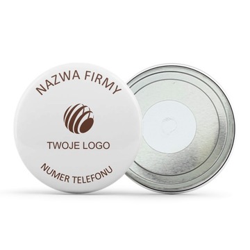 Reklamowe magnesy na lodówkę z logo, nazwą i nr.