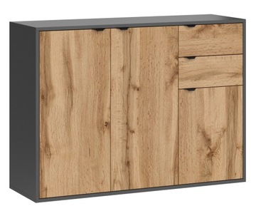 КОМОД ДУБ АНТРАЦИТ WOTAN С ТРЕМЯ ДВЕРЯМИ И ДВУМЯ ЯЩИКАМИ LEO