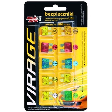 Bezpieczniki samochodowe MINI małe komplet x10szt