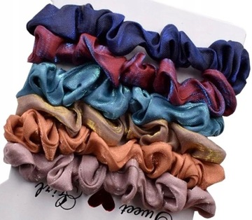 Gumka frotka zestaw gumek do włosów elastyczne kolorowe scrunchies 6 sztuk
