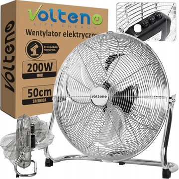 WENTYLATOR PODŁOGOWY PRZEMYSŁOWY DUŻY 50 CM MOCNY CYRKULATOR WIATRAK 200 W