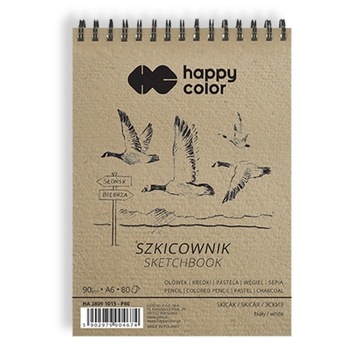 SZKICOWNIK A6 NA SPIRALI PTAKI 90G BIAŁY HAPPY